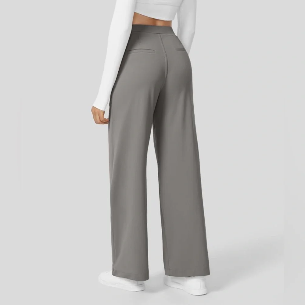 Halara High Waisted Plicated Side Pocket Straight Leg Work Pants NEW!!☑️ - Picture 2 of 11